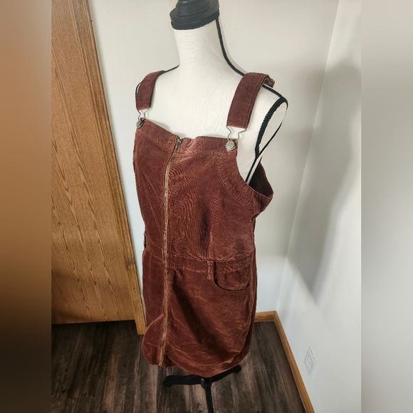 American Eagle Outfitters Brown Corduroy Sheath Jumper Overalls Dress - Picture 2 of 5